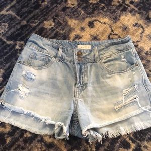 Light wash ripped shorts
